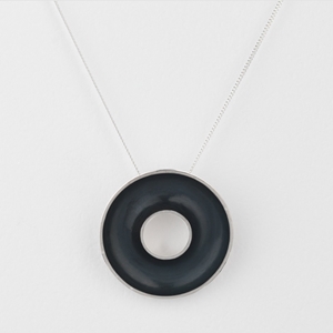 Large Concave Torus Necklace - black