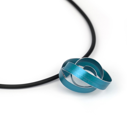 turquoise wide ribbon coil pendant - side