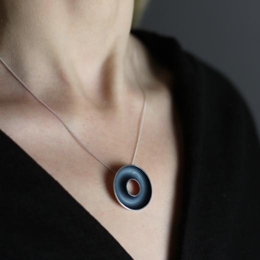 Large Concave Torus Necklace - worn