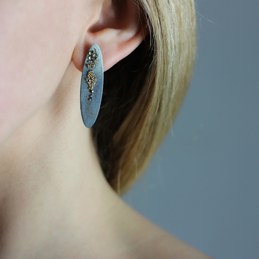 The Silk Road Blue Titanium Earrings worn