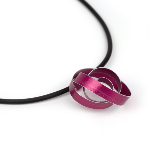 Pink wide ribbon coil pendant - side