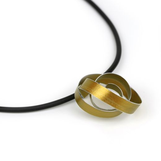 Yellow wide ribbon coil pendant - side