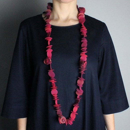 Blossom Necklace Red/Pink - worn long