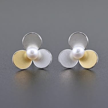 3 circles earrings with Keumboo and pearls