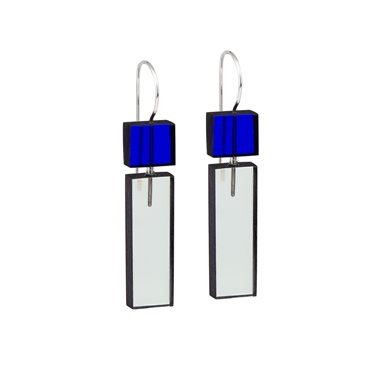 Long Construction earrings blue and aqua