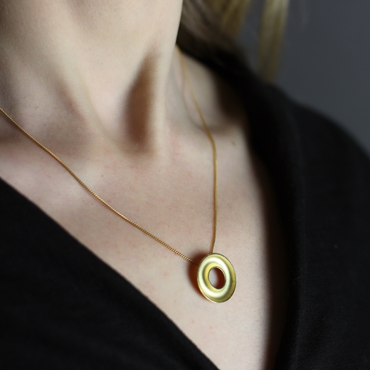 Medium concave torus necklace - worn