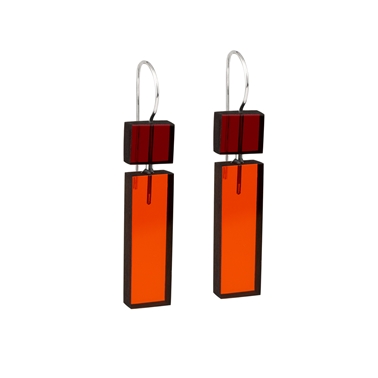 Long Construction earrings red and orange