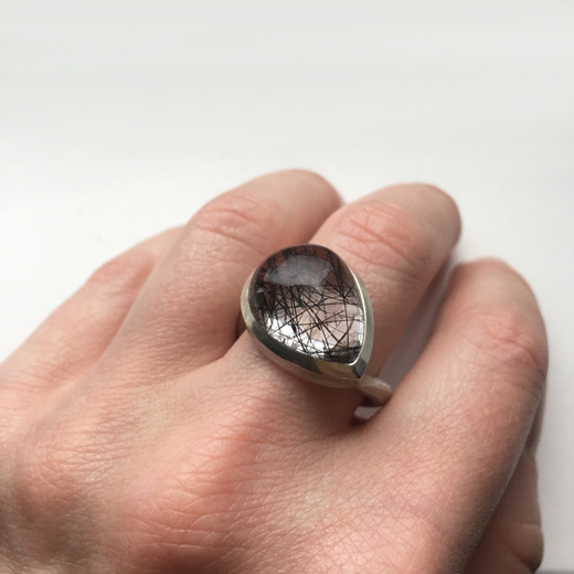 Tourmalated Quartz Ring worn