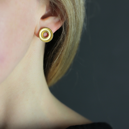 Small concave torus earrings - worn