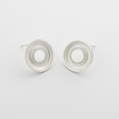 Small concave torus earrings - white