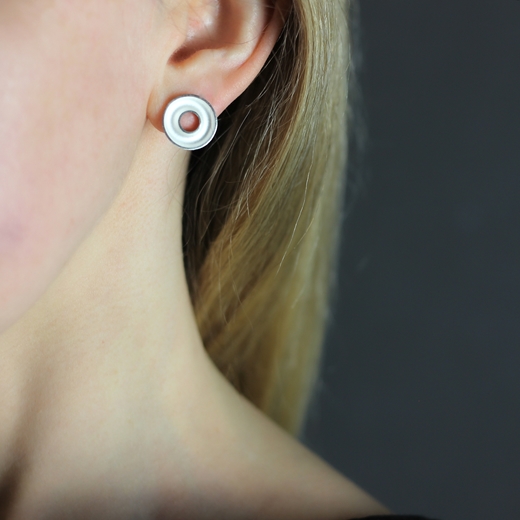 Small concave torus earrings - worn