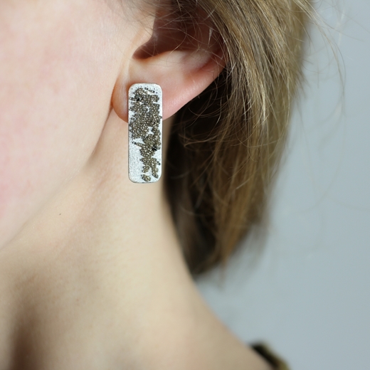 Sparkling Lava Rectangle Earrings worn