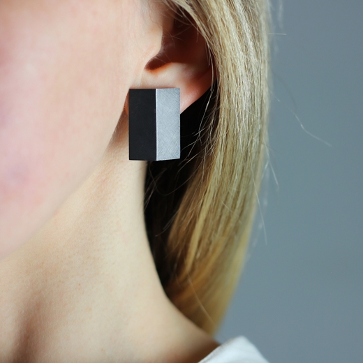 Folded Rectangle Earrings - worn