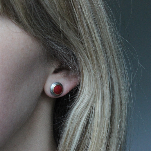 Red Domed Studs worn