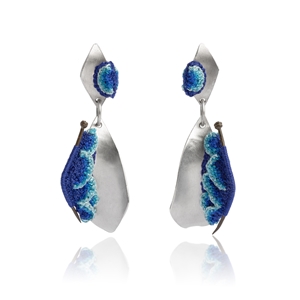 Mudlarked pin drop earrings - blue