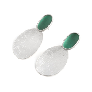 Green concave and textured concave earrings