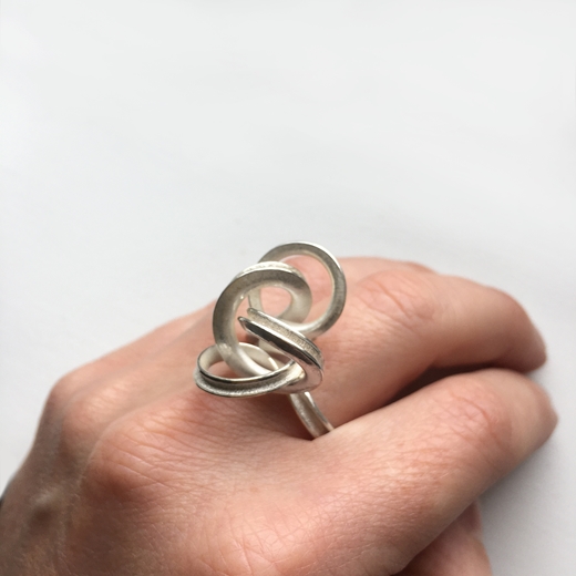 Silver Curl Ring worn