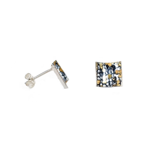 Blue and Gold Square Curved Studs