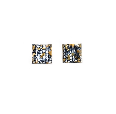 Blue and Gold Square Curved Studs