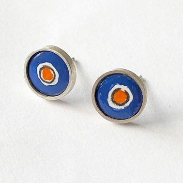 Coloured Circle Studs - Blue