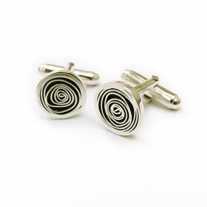 Round Spiral Cufflinks, oxidised silver