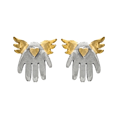 Winged Hand Earrings
