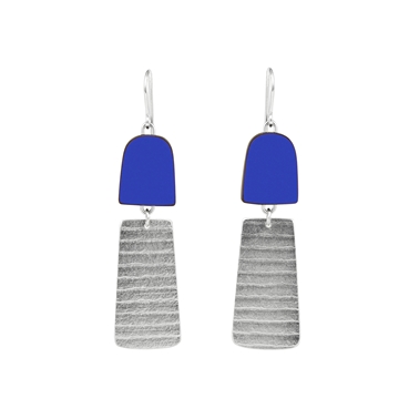 cobalt minimalist stripe earrings