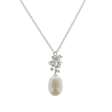 Silver Pearl Droplet Pendant