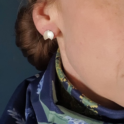 double orchid petal earrings on