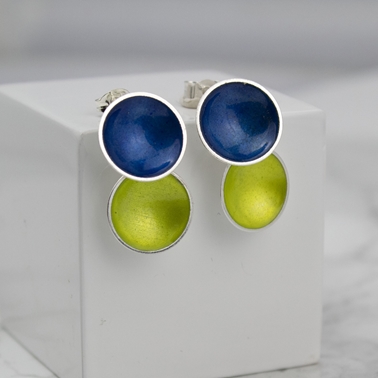Silver and Enamel Double Drops