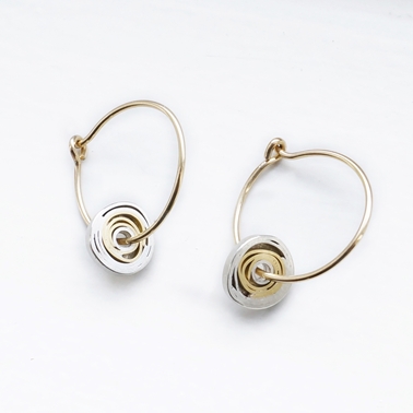 Silver, 18ct gold with gold filled hoop