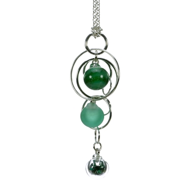 Emerald-green-lampworked-glass-triple-bubble-sterling-silver-pendant-by-Charlotte-Verity