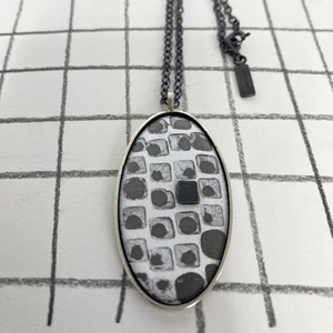 Enamelled Oval Pendant on Chain