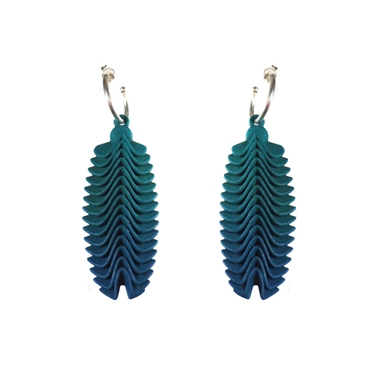 Feather Drop Earrings - Green