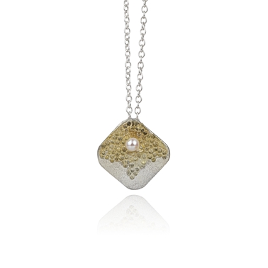 Gold & Pearl Squared Pendant