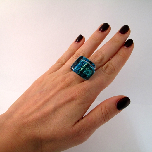 Blue/Turquoise High square Ring