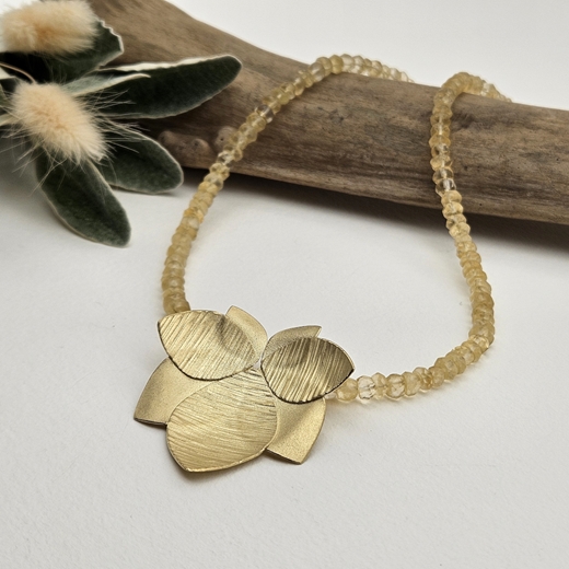 gold citrine orchid necklace