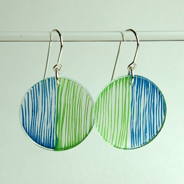 green blue duo earrings