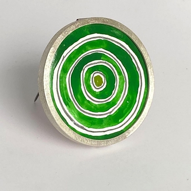 Coloured Circle Brooch - Green