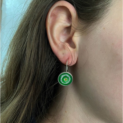 Coloured Circle Hanging Earring - Green