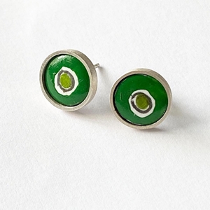 Coloured Circle Studs - Green