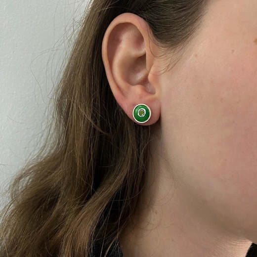 Coloured Circle studs - Green