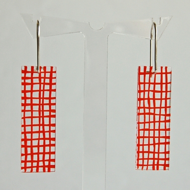 orange grid earrings