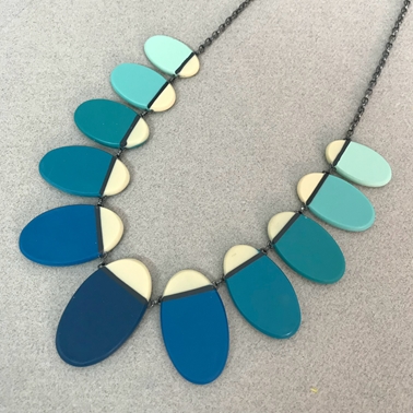 Colour fade ovals necklace - Blue