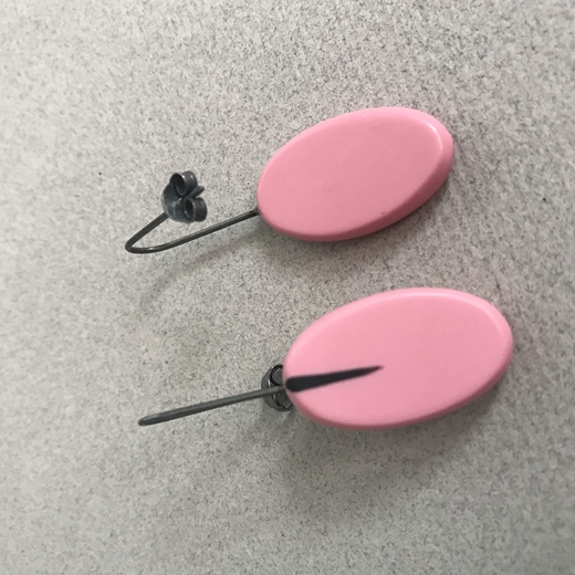 Pink oval drop earrings