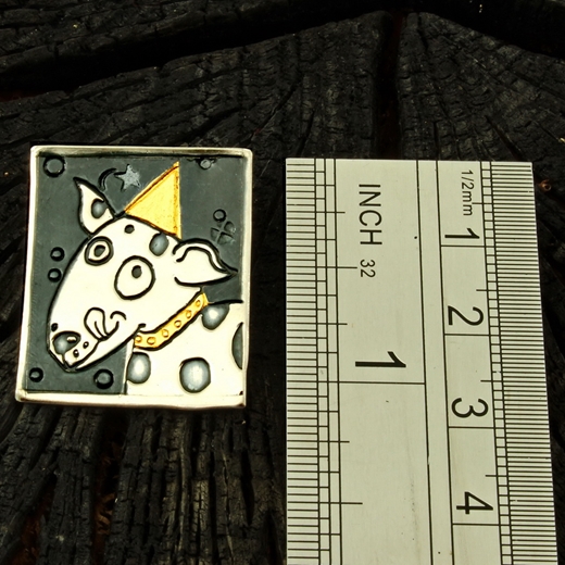 Keum boo dog brooch, dog with hat, ruler, 4