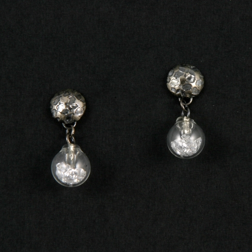 Small CZ Bubble Etched Earrings oxidised 2