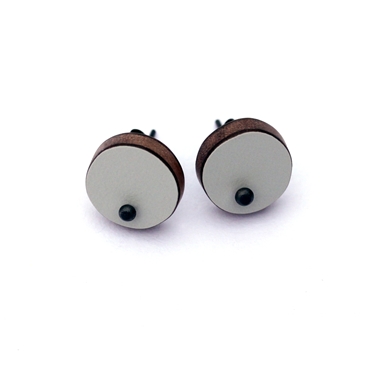 grey single dot earrings