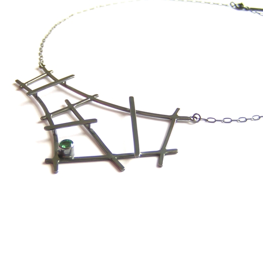 Emerald rutile formation necklace