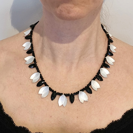 midnight snowdrop necklace on 2